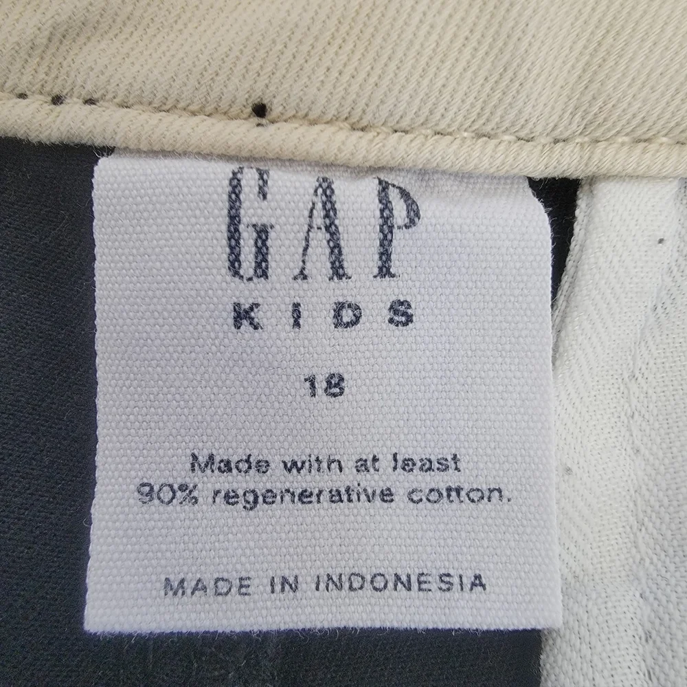 GAP Kids Boy Size 18 True Black Uniform Straight-Fit Stretch Adjustable Khakis